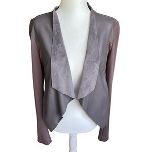 Gray faux leather / suede open front jacket (Gray, S)